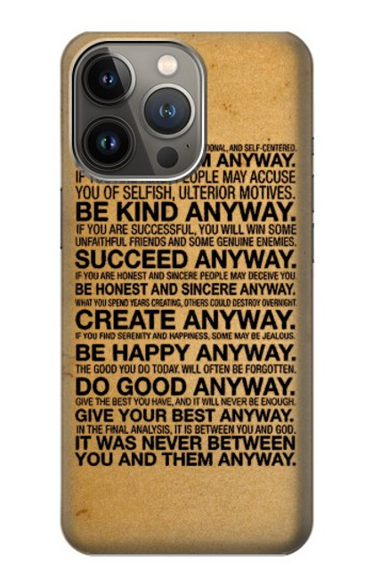 W2513 Mother Teresa Anyway Quotes Hard Case and Leather Flip Case For iPhone 13 Pro