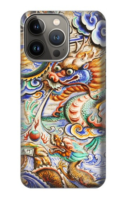 W2584 Traditional Chinese Dragon Art Hard Case and Leather Flip Case For iPhone 13 Pro