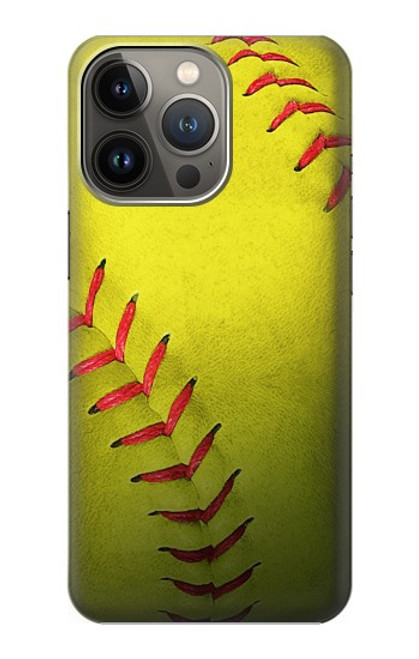 W3031 Yellow Softball Ball Hard Case and Leather Flip Case For iPhone 13 Pro