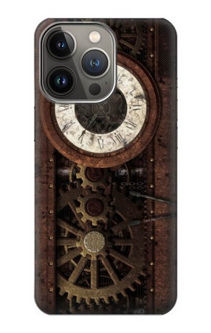 W3221 Steampunk Clock Gears Hard Case and Leather Flip Case For iPhone 13 Pro