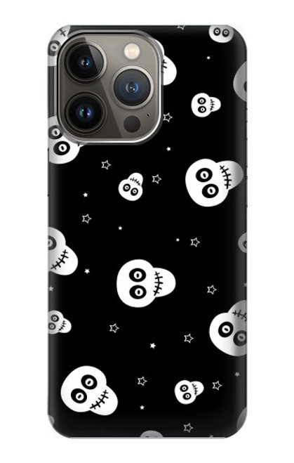 W3261 Smile Skull Halloween Pattern Hard Case and Leather Flip Case For iPhone 13 Pro