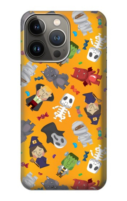 W3275 Cute Halloween Cartoon Pattern Hard Case and Leather Flip Case For iPhone 13 Pro