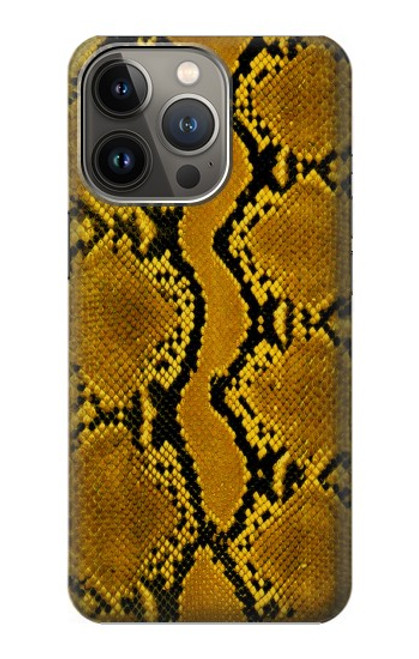 W3365 Yellow Python Skin Graphic Print Hard Case and Leather Flip Case For iPhone 13 Pro