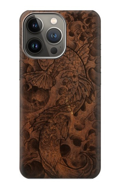 W3405 Fish Tattoo Leather Graphic Print Hard Case and Leather Flip Case For iPhone 13 Pro