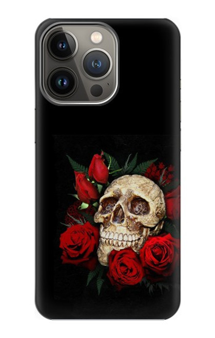 W3753 Dark Gothic Goth Skull Roses Hard Case and Leather Flip Case For iPhone 13 Pro