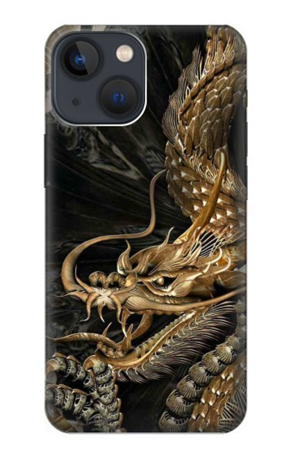 W0426 Gold Dragon Hard Case and Leather Flip Case For iPhone 13 mini