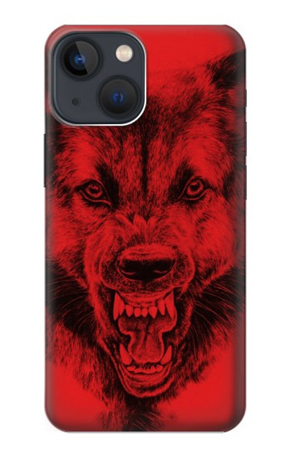 W1090 Red Wolf Hard Case and Leather Flip Case For iPhone 13 mini