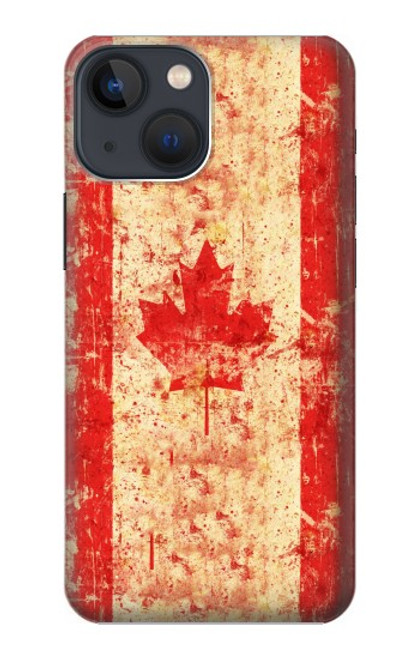 W1603 Canada Flag Old Vintage Hard Case and Leather Flip Case For iPhone 13 mini