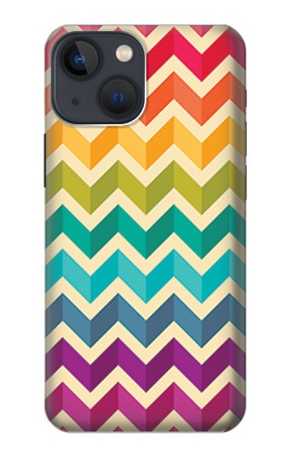 W2362 Rainbow Colorful Shavron Zig Zag Pattern Hard Case and Leather Flip Case For iPhone 13 mini