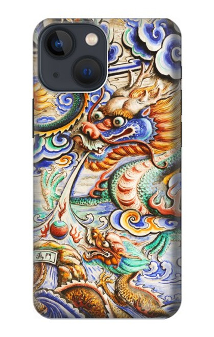 W2584 Traditional Chinese Dragon Art Hard Case and Leather Flip Case For iPhone 13 mini