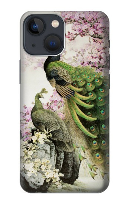 W2773 Peacock Chinese Brush Painting Hard Case and Leather Flip Case For iPhone 13 mini