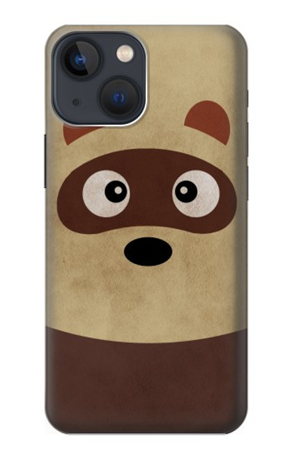 W2825 Cute Cartoon Raccoon Hard Case and Leather Flip Case For iPhone 13 mini