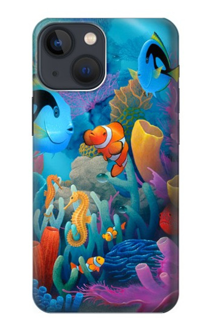 W3227 Underwater World Cartoon Hard Case and Leather Flip Case For iPhone 13 mini