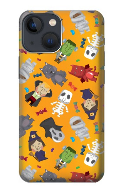 W3275 Cute Halloween Cartoon Pattern Hard Case and Leather Flip Case For iPhone 13 mini