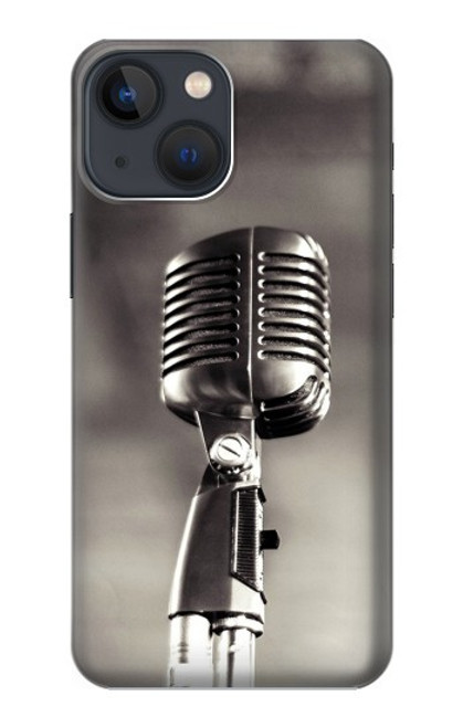 W3495 Vintage Microphone Hard Case and Leather Flip Case For iPhone 13 mini