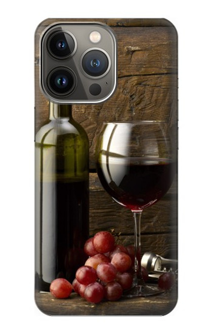 W1316 Grapes Bottle and Glass of Red Wine Hard Case and Leather Flip Case For iPhone 13 Pro Max