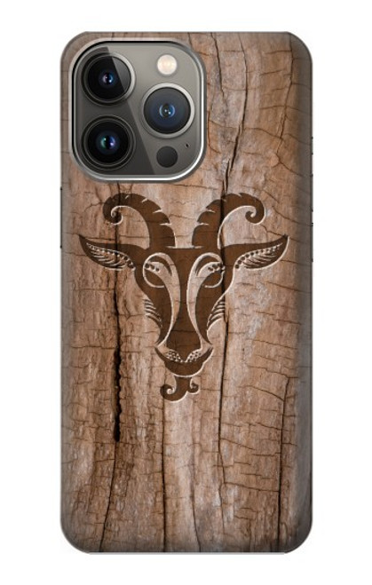 W2183 Goat Wood Graphic Printed Hard Case and Leather Flip Case For iPhone 13 Pro Max