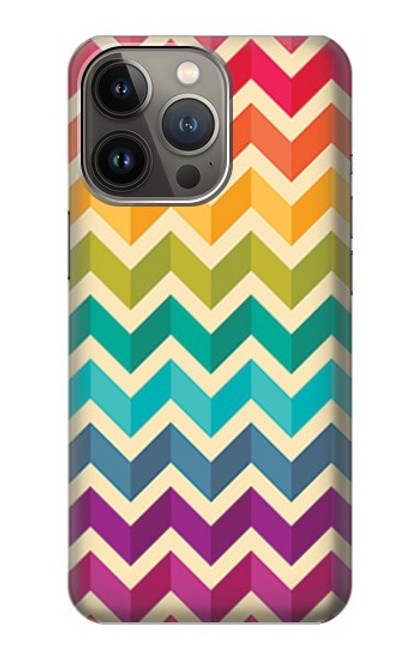 W2362 Rainbow Colorful Shavron Zig Zag Pattern Hard Case and Leather Flip Case For iPhone 13 Pro Max