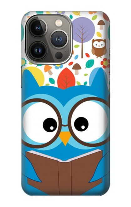 W2521 Cute Nerd Owl Cartoon Hard Case and Leather Flip Case For iPhone 13 Pro Max