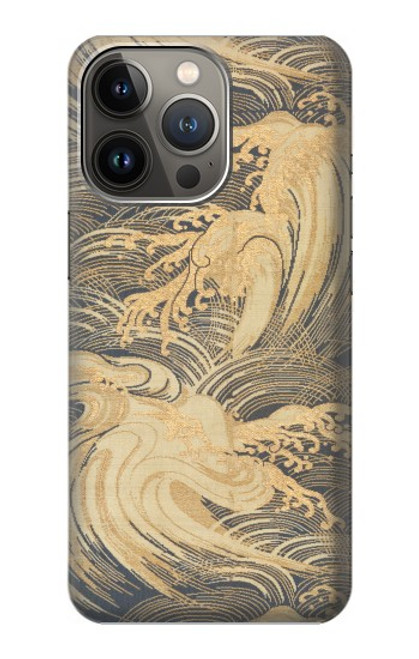 W2680 Japan Art Obi With Stylized Waves Hard Case and Leather Flip Case For iPhone 13 Pro Max