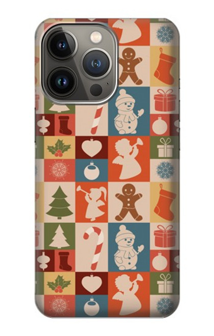 W2854 Cute Xmas Pattern Hard Case and Leather Flip Case For iPhone 13 Pro Max