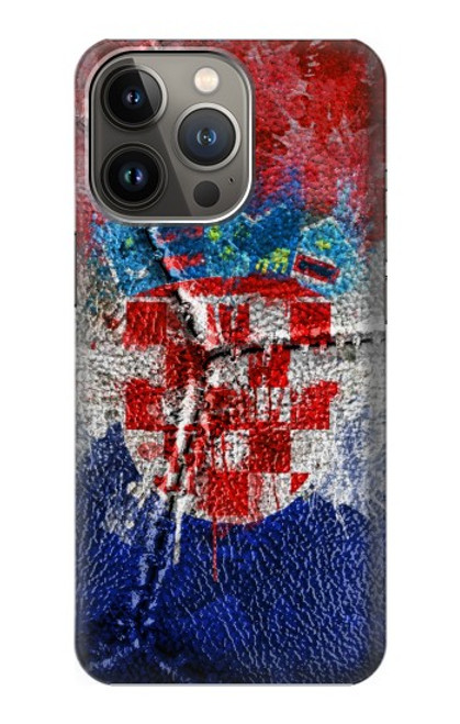 W3313 Croatia Flag Vintage Football Graphic Hard Case and Leather Flip Case For iPhone 13 Pro Max