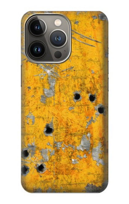 W3528 Bullet Rusting Yellow Metal Hard Case and Leather Flip Case For iPhone 13 Pro Max