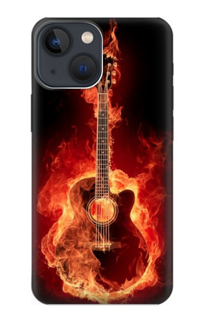 W0415 Fire Guitar Burn Hard Case and Leather Flip Case For iPhone 13