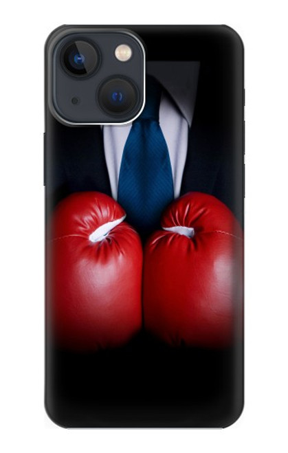 W2261 Businessman Black Suit With Boxing Gloves Hard Case and Leather Flip Case For iPhone 13