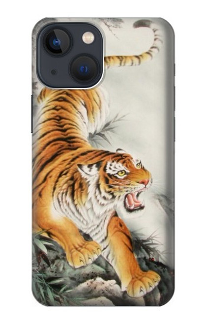 W2751 Chinese Tiger Brush Painting Hard Case and Leather Flip Case For iPhone 13