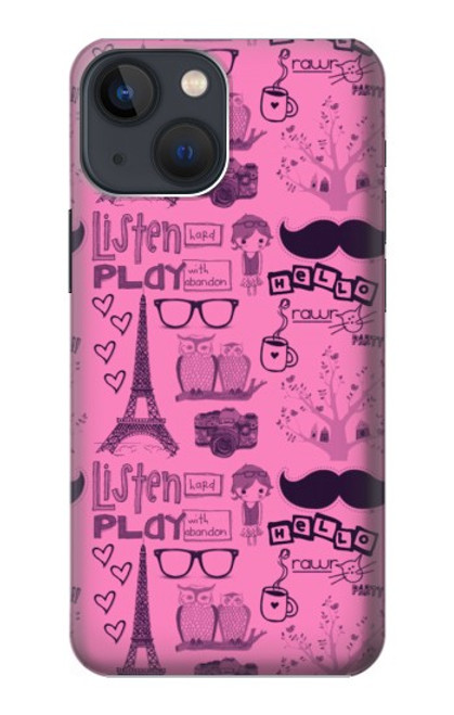 W2885 Paris Pink Hard Case and Leather Flip Case For iPhone 13