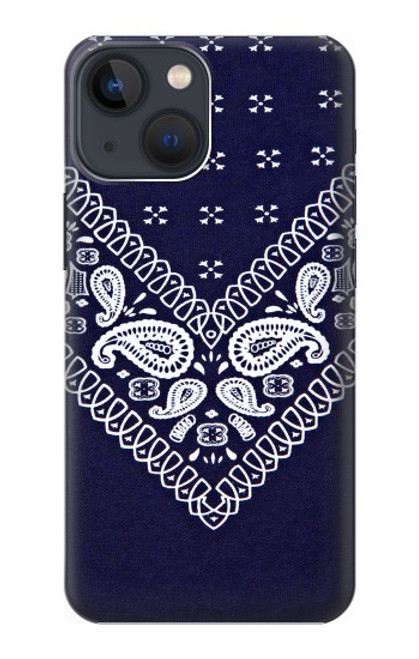 W3357 Navy Blue Bandana Pattern Hard Case and Leather Flip Case For iPhone 13