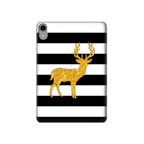 W2794 Black and White Striped Deer Gold Sparkles Tablet Hard Case For iPad mini 6, iPad mini (2021)