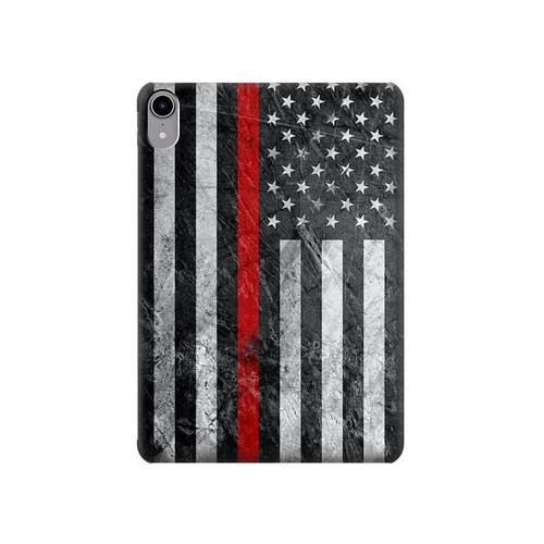 W3687 Firefighter Thin Red Line American Flag Tablet Hard Case For iPad mini 6, iPad mini (2021)