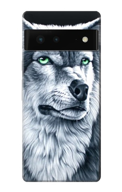 W0123 Grim White Wolf Hard Case and Leather Flip Case For Google Pixel 6