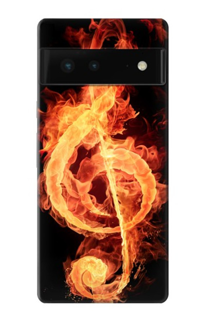 W0493 Music Note Burn Hard Case and Leather Flip Case For Google Pixel 6