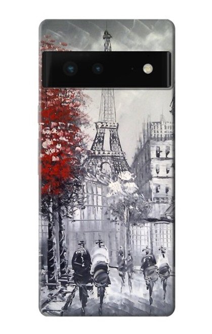 W1295 Eiffel Painting of Paris Hard Case and Leather Flip Case For Google Pixel 6