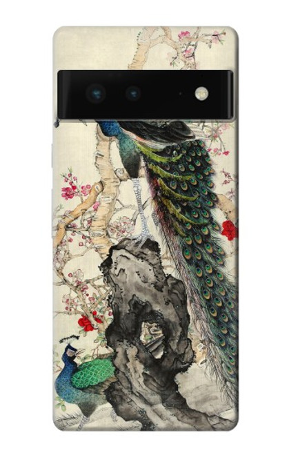 W2086 Peacock Painting Hard Case and Leather Flip Case For Google Pixel 6