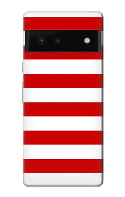 W2364 Red and White Striped Hard Case and Leather Flip Case For Google Pixel 6