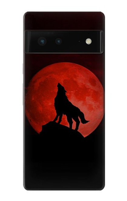 W2955 Wolf Howling Red Moon Hard Case and Leather Flip Case For Google Pixel 6