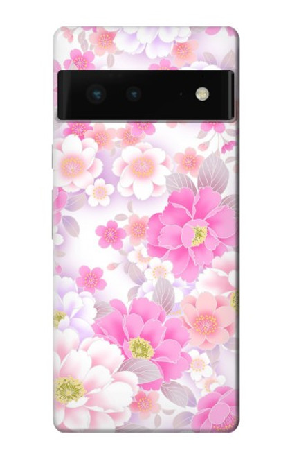 W3036 Pink Sweet Flower Flora Hard Case and Leather Flip Case For Google Pixel 6