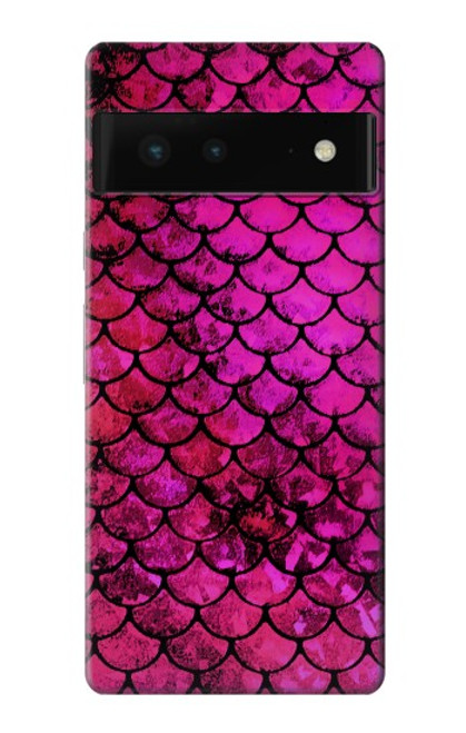 W3051 Pink Mermaid Fish Scale Hard Case and Leather Flip Case For Google Pixel 6