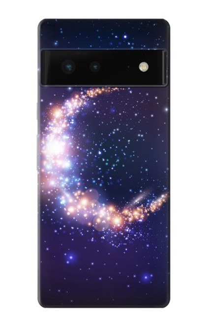 W3324 Crescent Moon Galaxy Hard Case and Leather Flip Case For Google Pixel 6