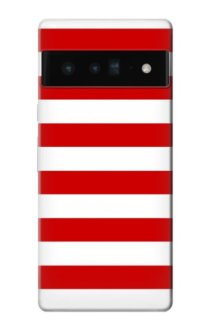 W2364 Red and White Striped Hard Case and Leather Flip Case For Google Pixel 6 Pro