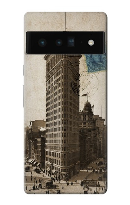 W2832 New York 1903 Flatiron Building Postcard Hard Case and Leather Flip Case For Google Pixel 6 Pro