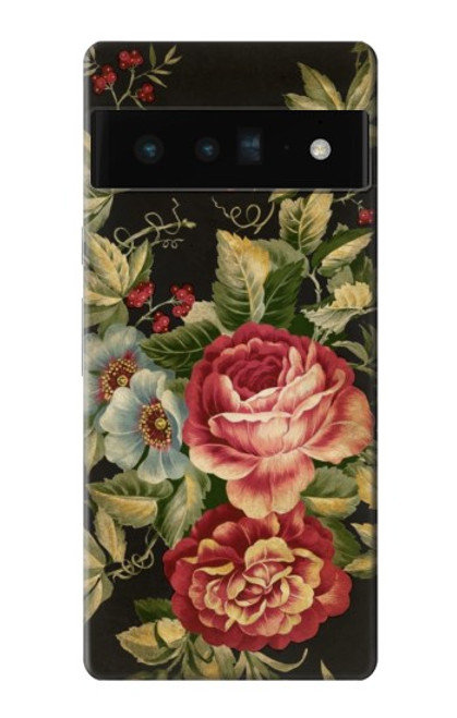 W3013 Vintage Antique Roses Hard Case and Leather Flip Case For Google Pixel 6 Pro