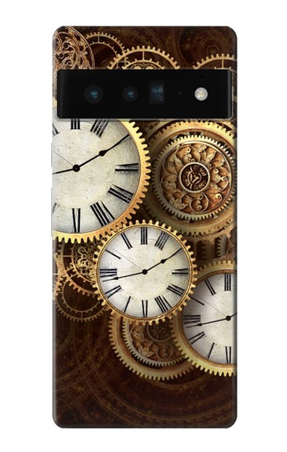 W3172 Gold Clock Live Hard Case and Leather Flip Case For Google Pixel 6 Pro