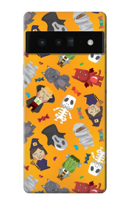 W3275 Cute Halloween Cartoon Pattern Hard Case and Leather Flip Case For Google Pixel 6 Pro