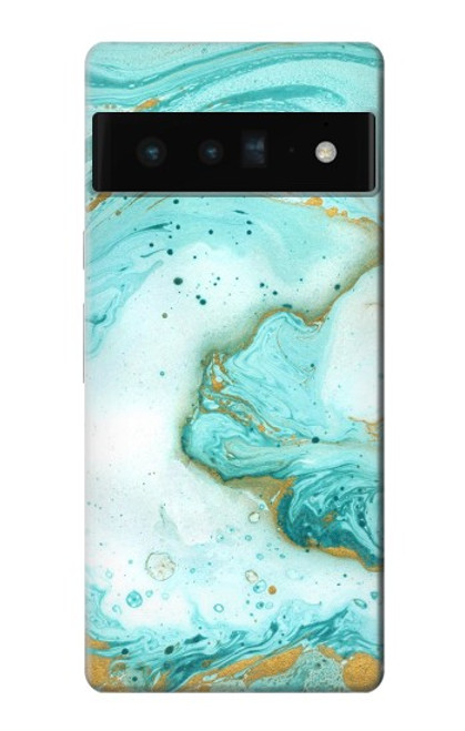 W3399 Green Marble Graphic Print Hard Case and Leather Flip Case For Google Pixel 6 Pro