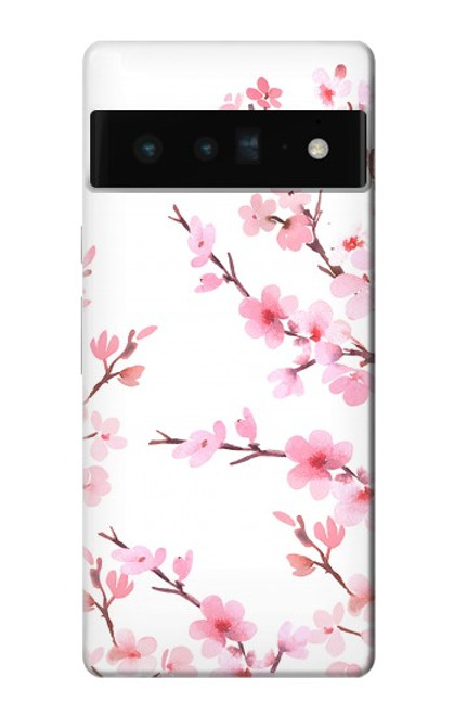W3707 Pink Cherry Blossom Spring Flower Hard Case and Leather Flip Case For Google Pixel 6 Pro